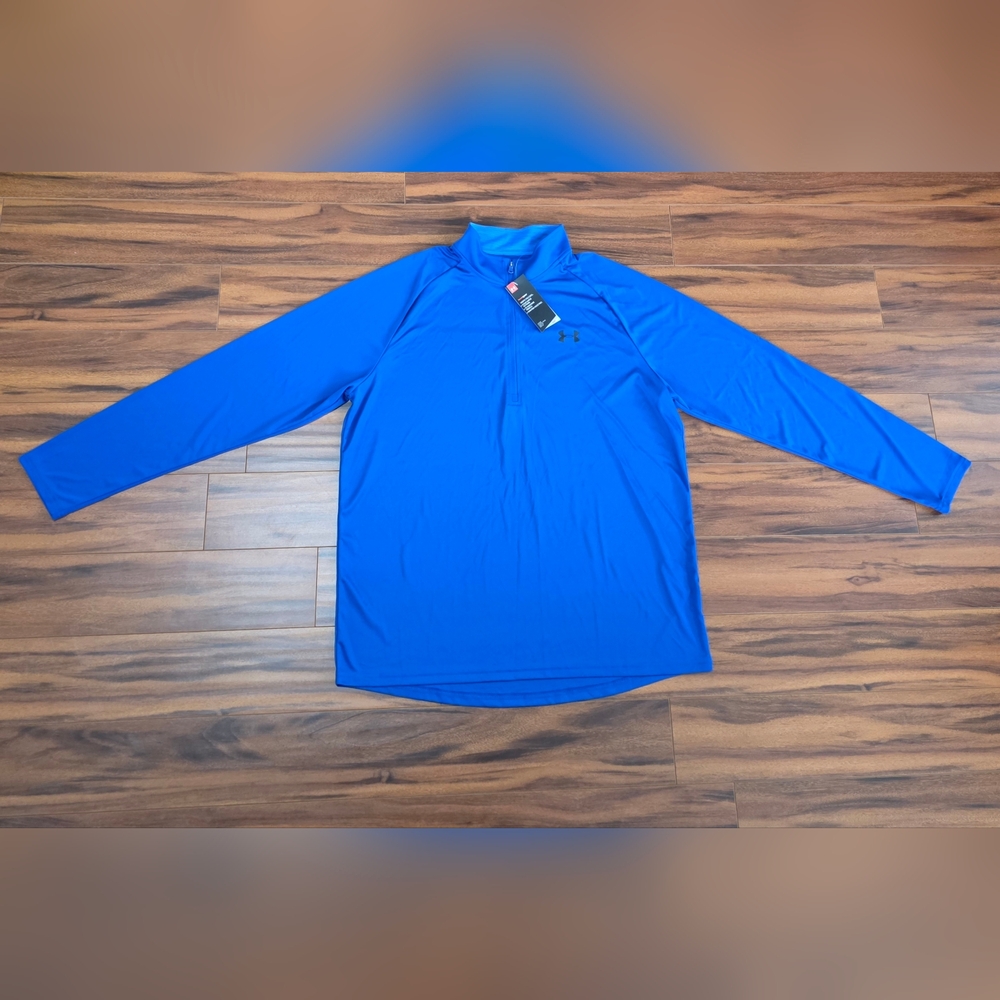 Under Armour Mens HeatGear Loose Fit 1/4 Zip Pullover Lightweight Blue Size 2XL